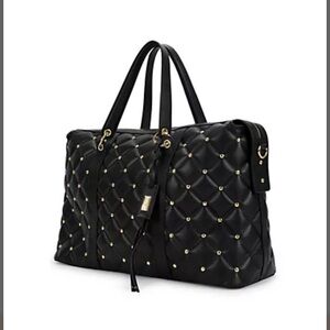 Badgley Mischka Black Quilted Tote with Gold Accents